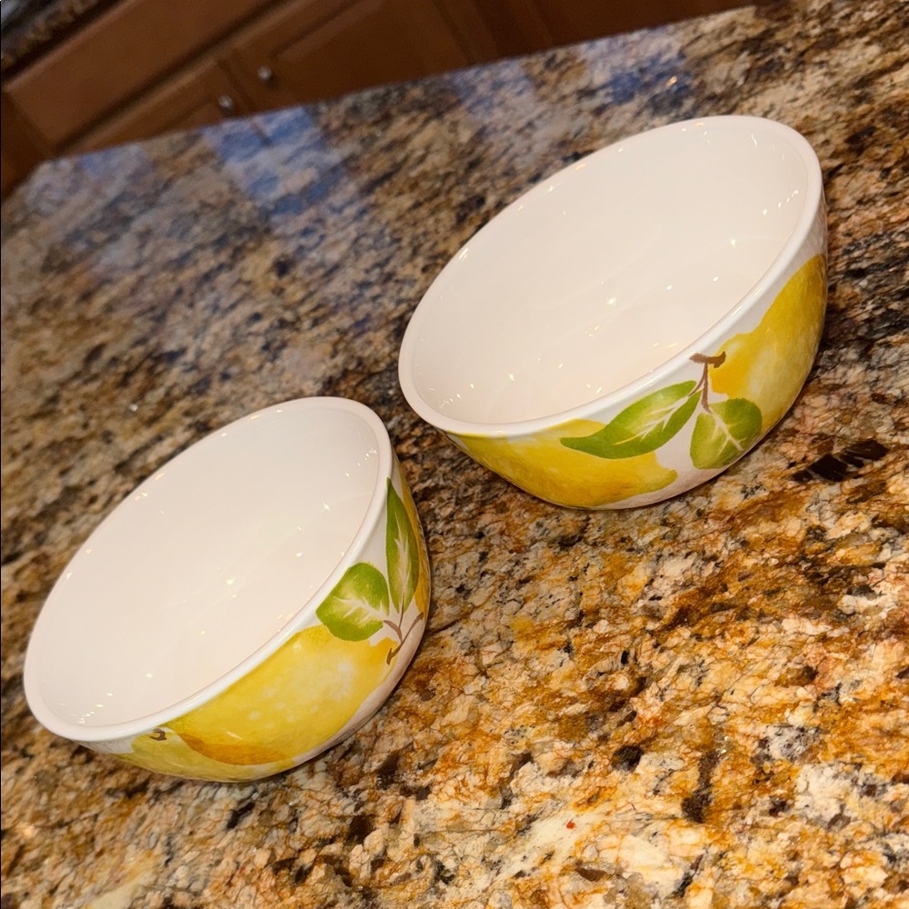 Set of 2 Pier 1 Lemon Ironstone Bowls